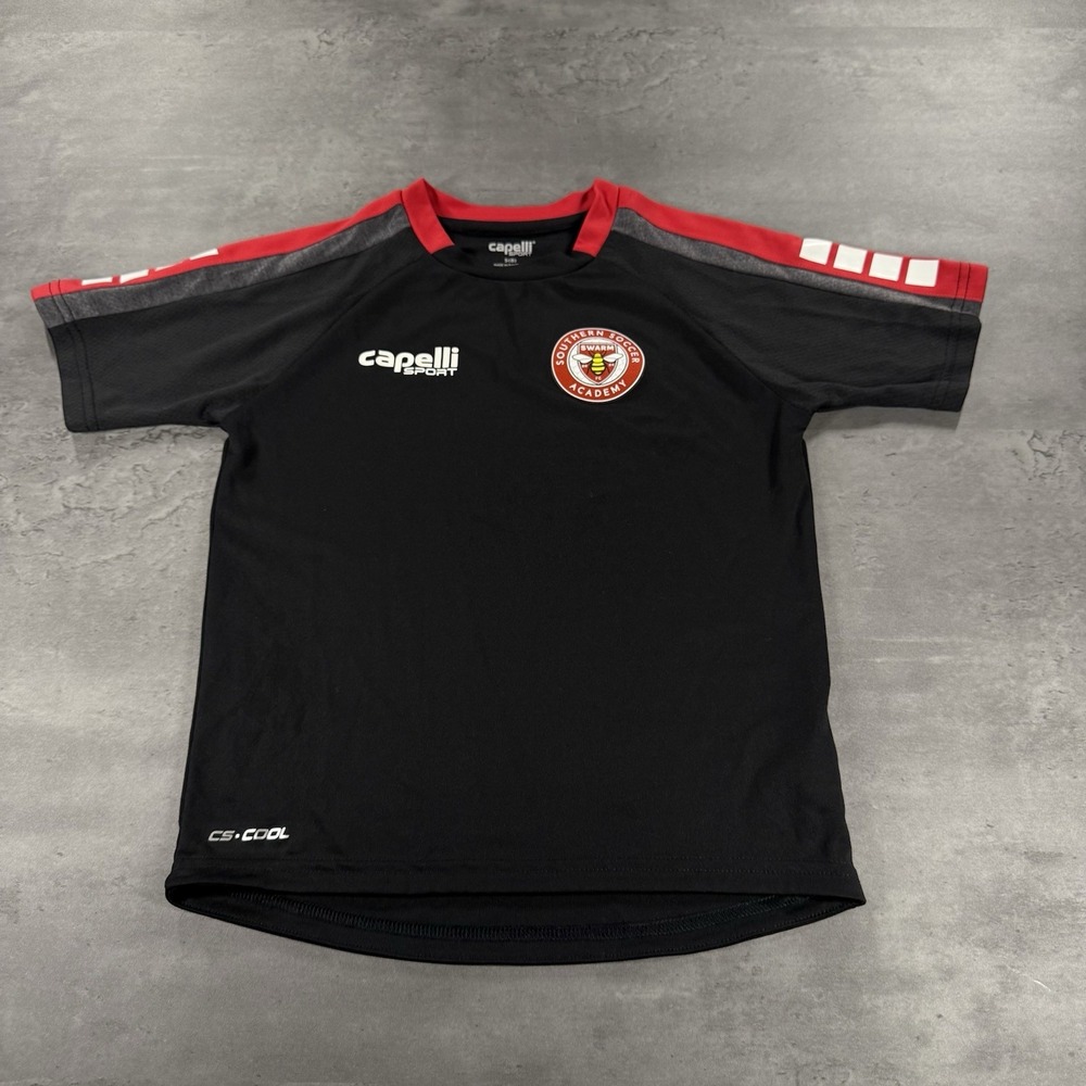 MLS Soccer Jersey Youth Small / Women Babydoll Fit‎ Black Red Football Kit
